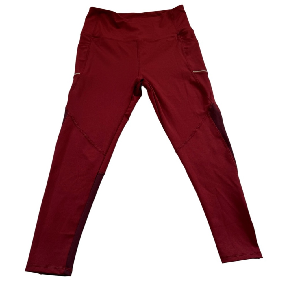 Body Glove‎ Women’s Full Length Leggings Pockets Mesh Burgundy Stretch Size XL